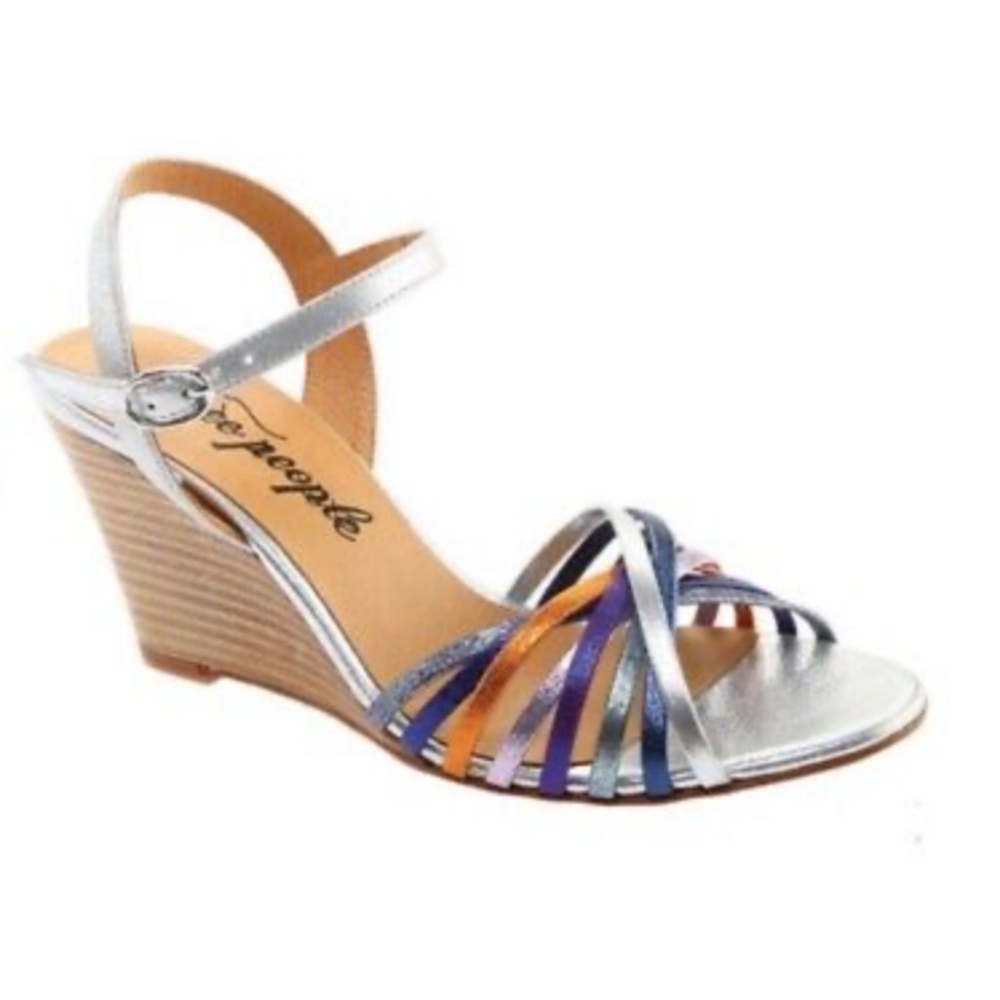 Strappy Free People Metallic Wedge Size 38